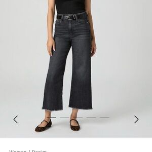 Paige Anessa Women's Black Wide-Leg Jeans Color Black Lotus